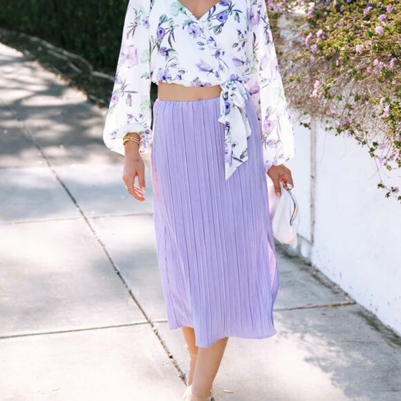 VICI Mckinley Plisse Midi Skirt Lavender Small S - Picture 1 of 12